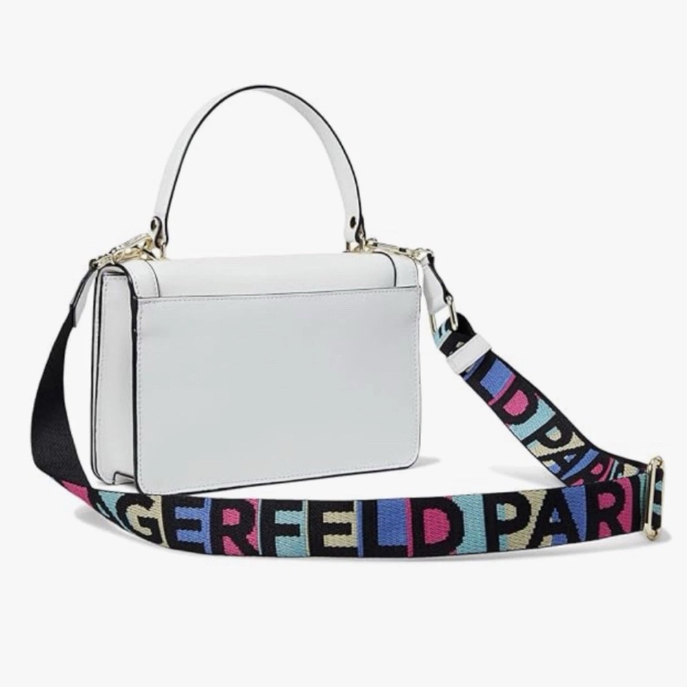 KARL LAGERFELD Legacy Simone White Crossbody Bag Top Handle Color Logo LIKE NEW - Picture 4 of 16